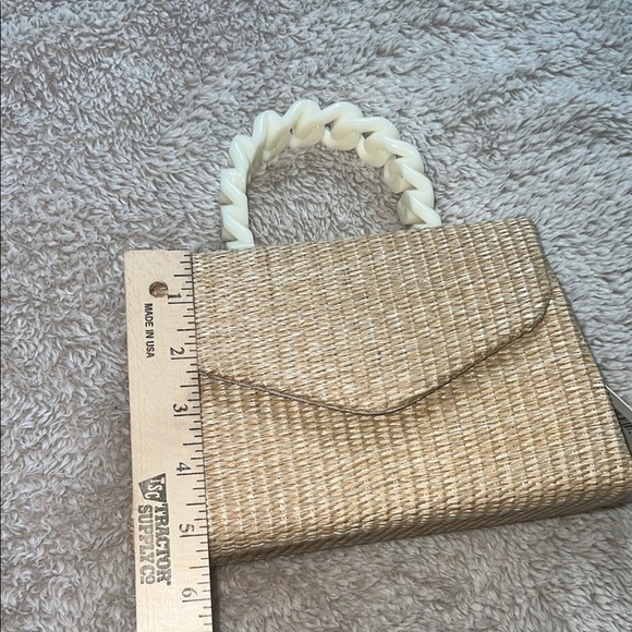 d’margeaux New York Tan and Cream Mini Bag Purse with Basket-Weave Design - Picture 11 of 15